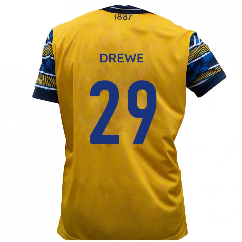 Danxen Mujer Camiseta Aaron Drewe #29 Amarillo Negro 2ª Equipación 2025/26 La Camisa México