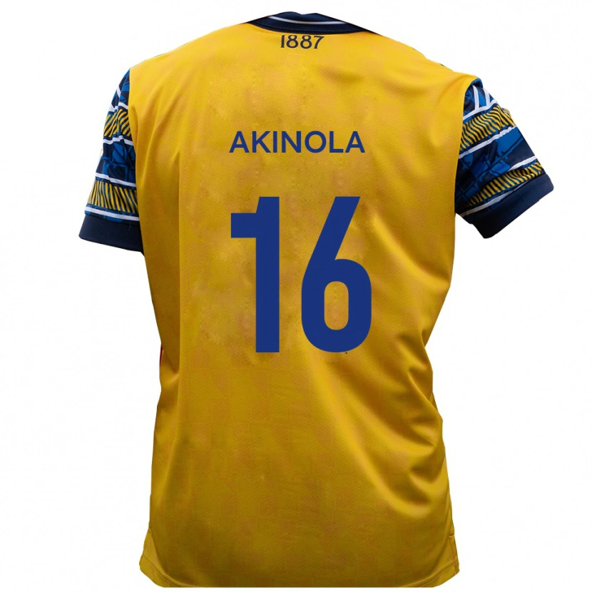 Danxen Mujer Camiseta Tunji Akinola #16 Amarillo Negro 2ª Equipación 2025/26 La Camisa México