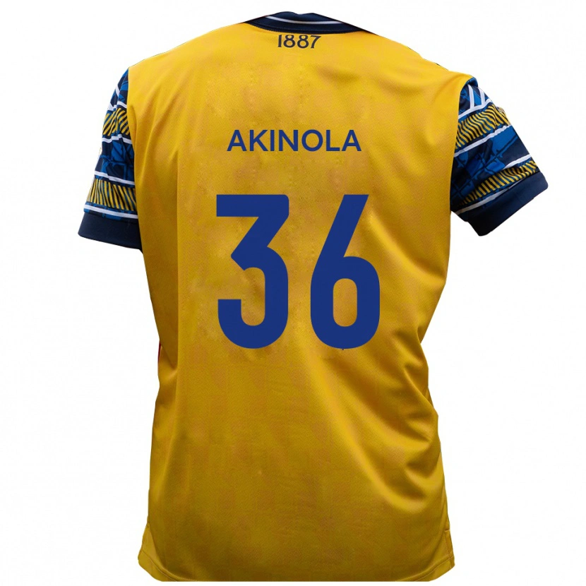 Danxen Mujer Camiseta Tim Akinola #36 Amarillo Negro 2ª Equipación 2025/26 La Camisa México