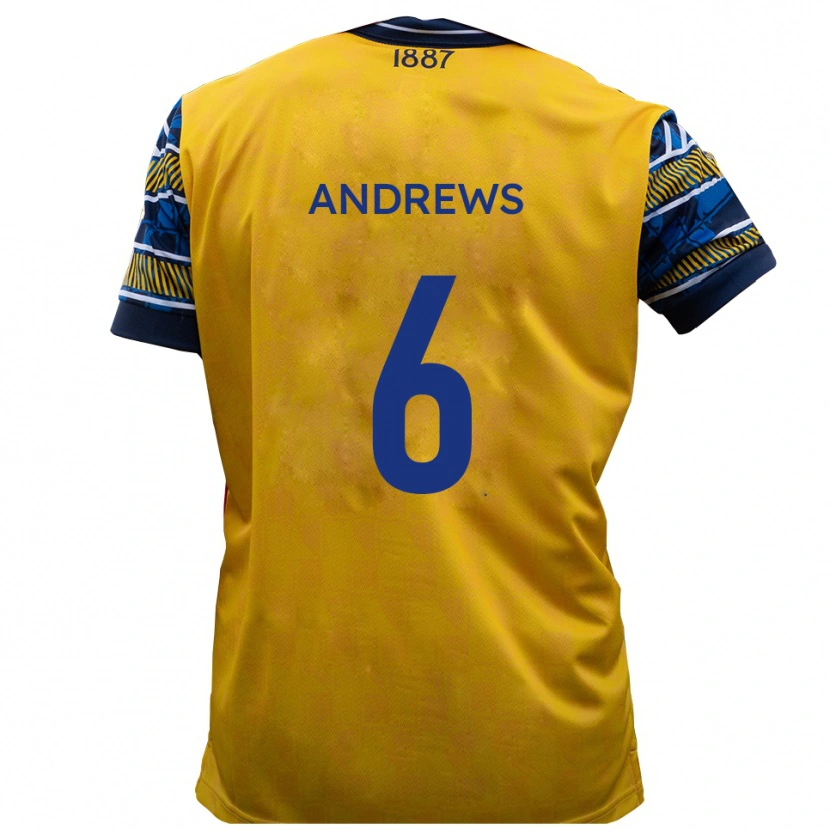 Danxen Mujer Camiseta Jamie Andrews #6 Amarillo Negro 2ª Equipación 2025/26 La Camisa México