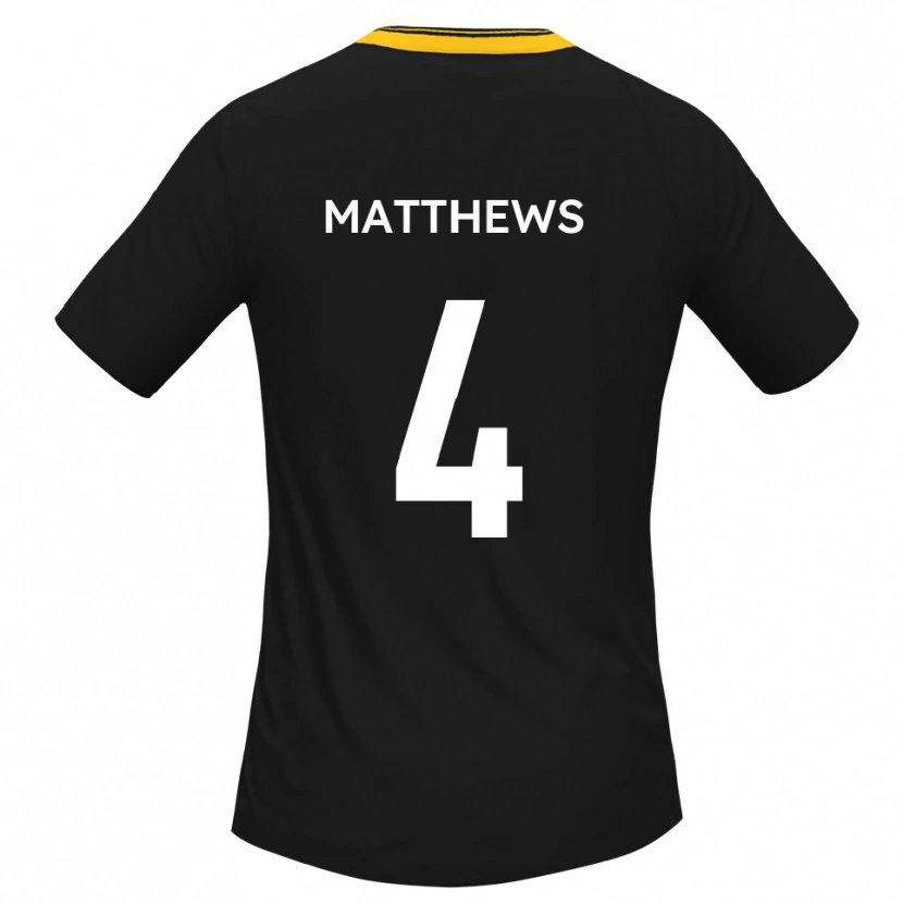 Danxen Mujer Camiseta Anton Matthews #4 Negro Amarillo 2ª Equipación 2025/26 La Camisa México