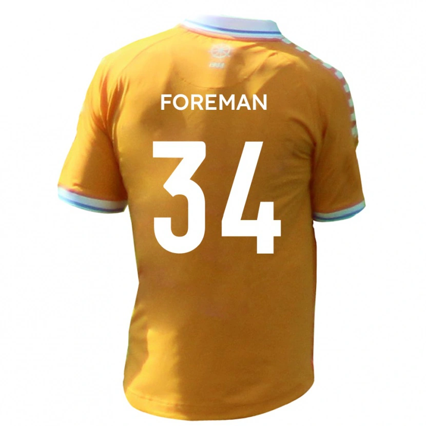 Danxen Mujer Camiseta Kian Foreman #34 Amarillo Azul 2ª Equipación 2025/26 La Camisa México