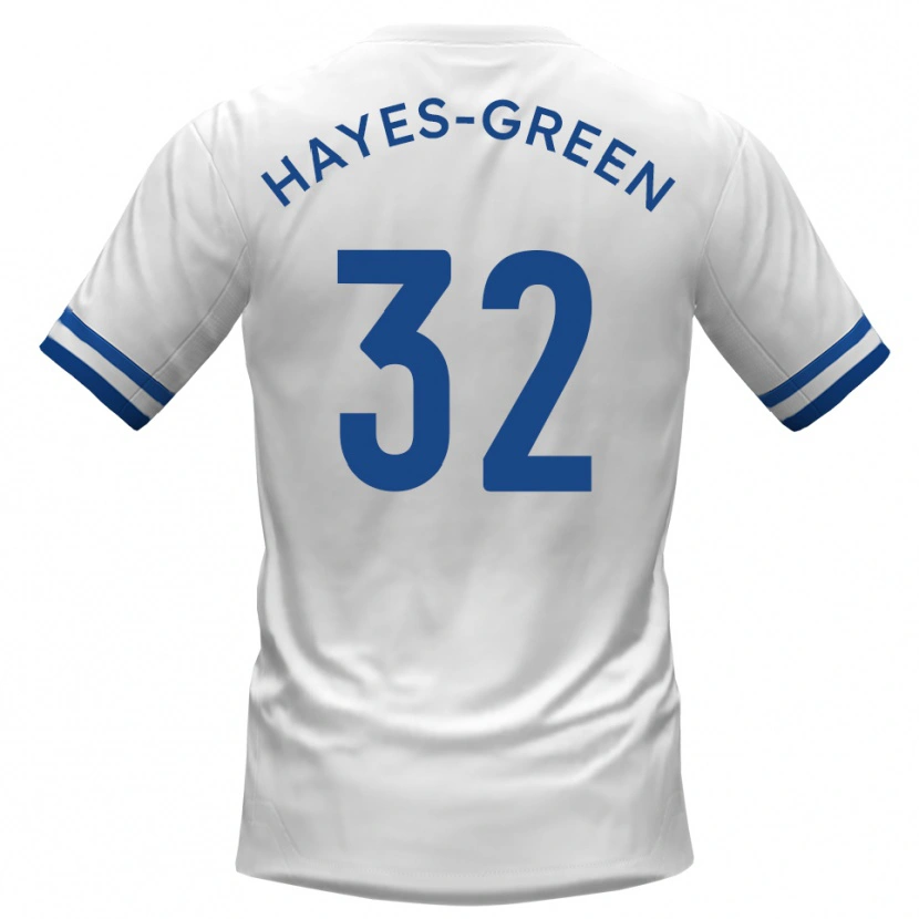 Danxen Mujer Camiseta Charlie Hayes-Green #32 Blanco Azul 2ª Equipación 2025/26 La Camisa México