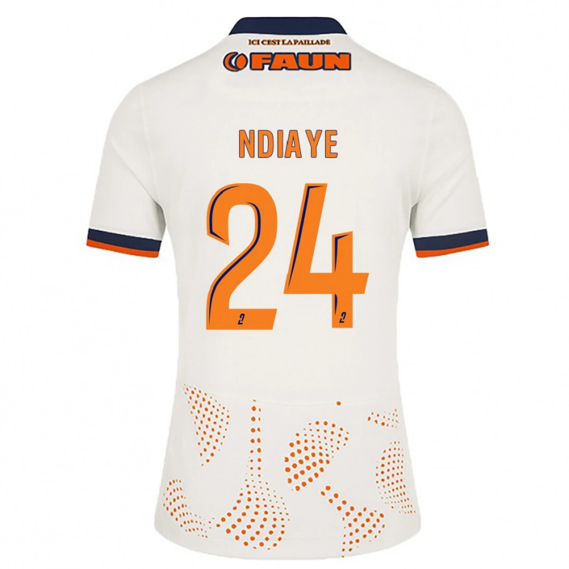 Danxen Mujer Camiseta Junior Ndiaye #24 Blanco Naranja 2ª Equipación 2025/26 La Camisa México
