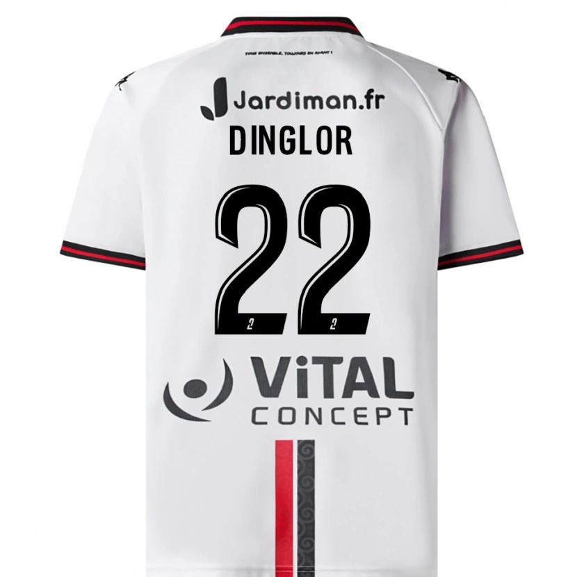 Danxen Mujer Camiseta Elodie Dinglor #22 Blanco Rojo 2ª Equipación 2025/26 La Camisa México