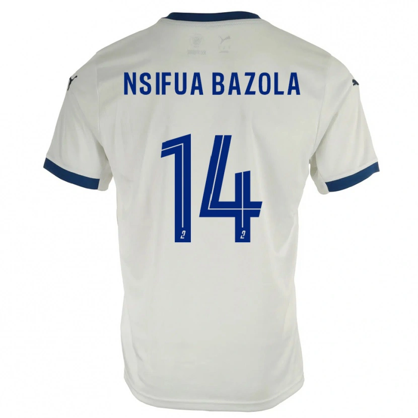 Danxen Mujer Camiseta Preston Nsifua Bazola #14 Blanco Azul 2ª Equipación 2025/26 La Camisa México