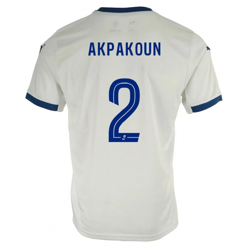 Danxen Mujer Camiseta Tom Akpakoun #2 Blanco Azul 2ª Equipación 2025/26 La Camisa México