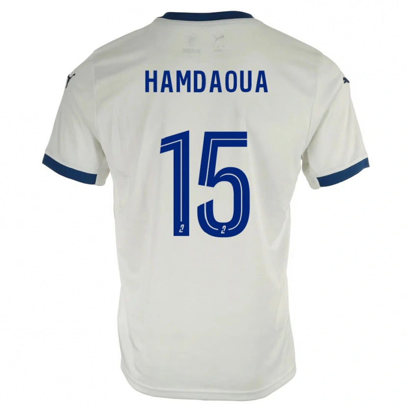 Danxen Mujer Camiseta Noham Hamdaoua #15 Blanco Azul 2ª Equipación 2025/26 La Camisa México