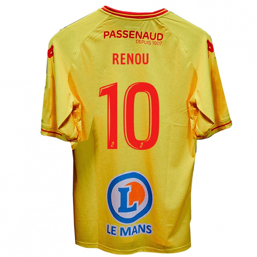Danxen Mujer Camiseta Baptiste Renou #10 Amarillo 2ª Equipación 2025/26 La Camisa México