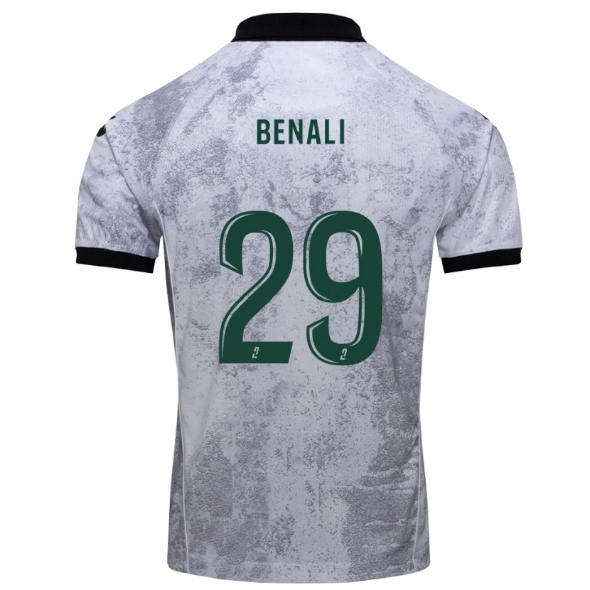 Danxen Mujer Camiseta Hacène Benali #29 Blanco Negro 2ª Equipación 2025/26 La Camisa México