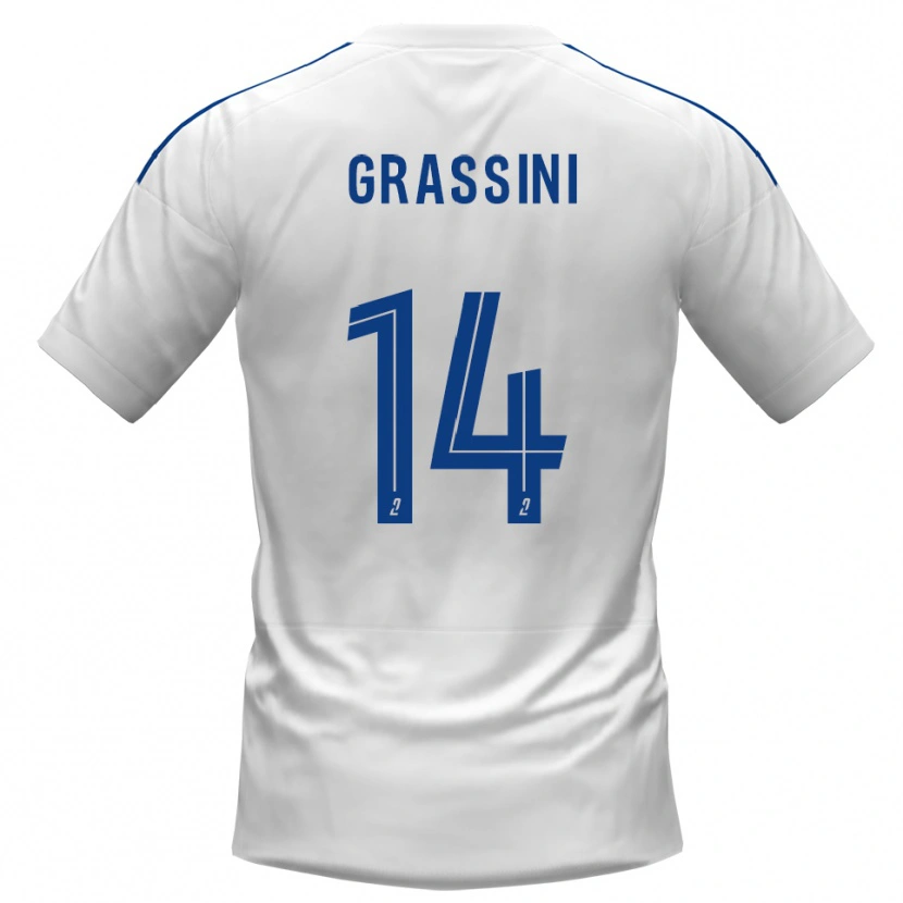Danxen Mujer Camiseta Romeo Grassini #14 Blanco Azul 2ª Equipación 2025/26 La Camisa México