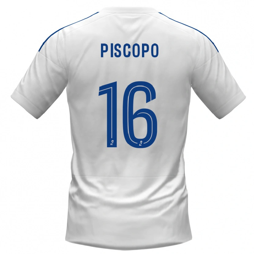 Danxen Mujer Camiseta Ange Piscopo #16 Blanco Azul 2ª Equipación 2025/26 La Camisa México