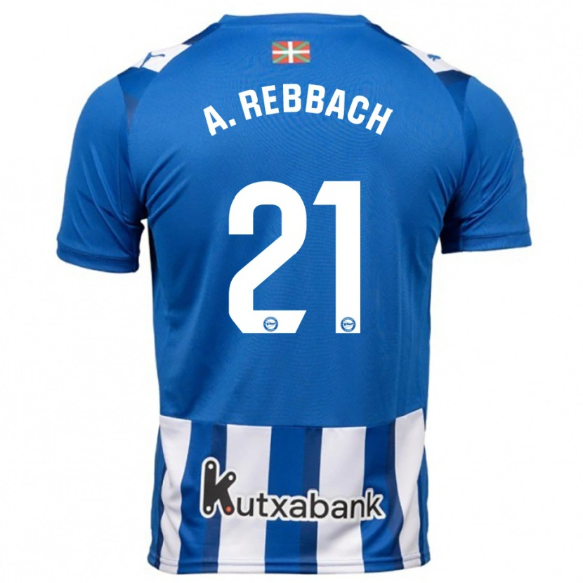Danxen Niño Camiseta Abde Rebbach #21 Azul Blanco 1ª Equipación 2025/26 La Camisa México
