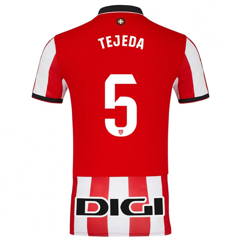 Danxen Niño Camiseta Diego Tejeda #5 Rojo Blanco 1ª Equipación 2025/26 La Camisa México