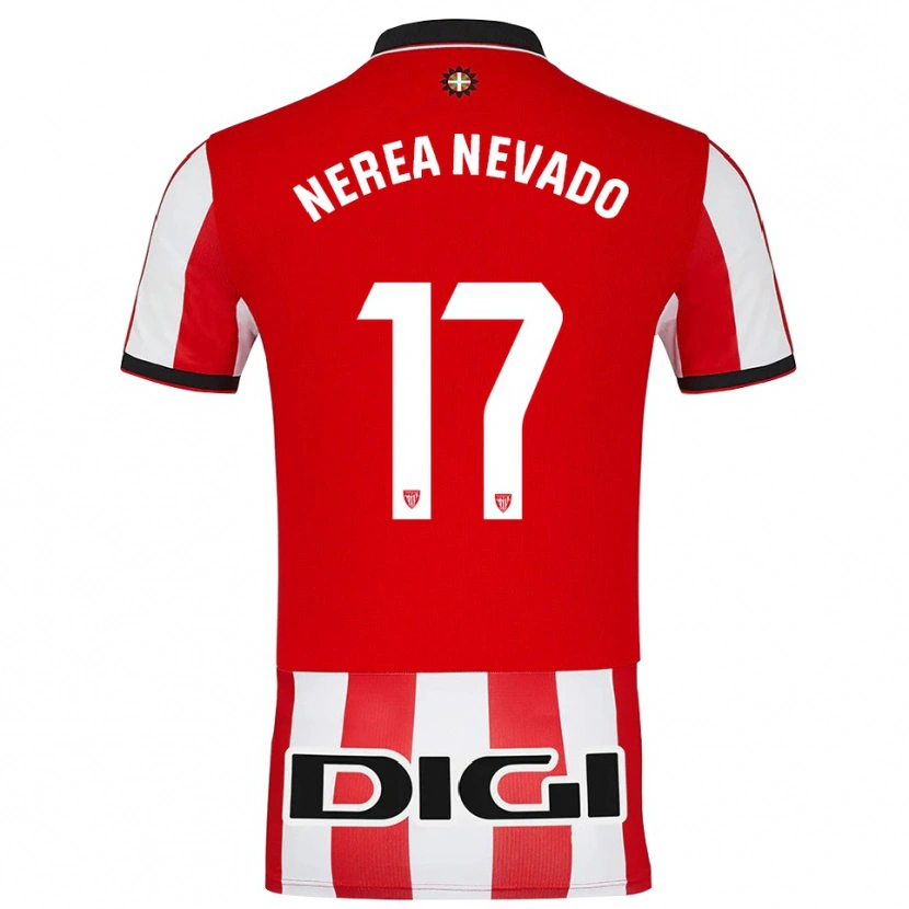 Danxen Niño Camiseta Nerea Nevado Gómez #17 Rojo Blanco 1ª Equipación 2025/26 La Camisa México
