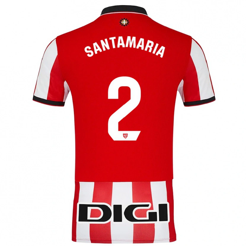 Danxen Niño Camiseta Unai Santamaría #2 Rojo Blanco 1ª Equipación 2025/26 La Camisa México