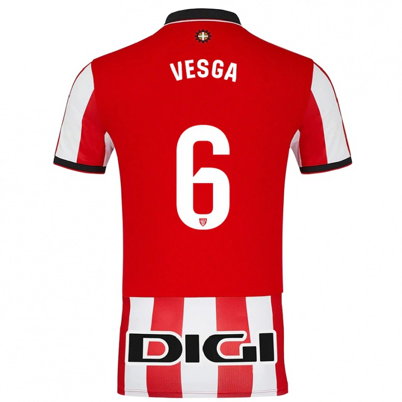 Danxen Niño Camiseta Mikel Vesga #6 Rojo Blanco 1ª Equipación 2025/26 La Camisa México