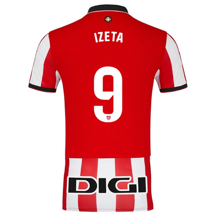 Danxen Niño Camiseta Urko Izeta #9 Rojo Blanco 1ª Equipación 2025/26 La Camisa México