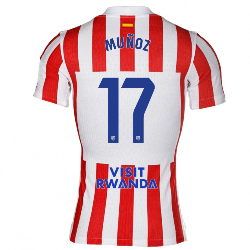 Danxen Niño Camiseta David Muñoz #17 Rojo Blanco 1ª Equipación 2025/26 La Camisa México