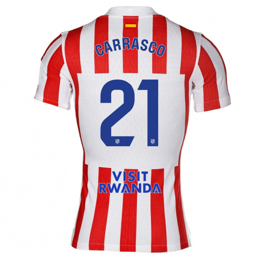 Danxen Niño Camiseta Yannick Carrasco #21 Rojo Blanco 1ª Equipación 2025/26 La Camisa México