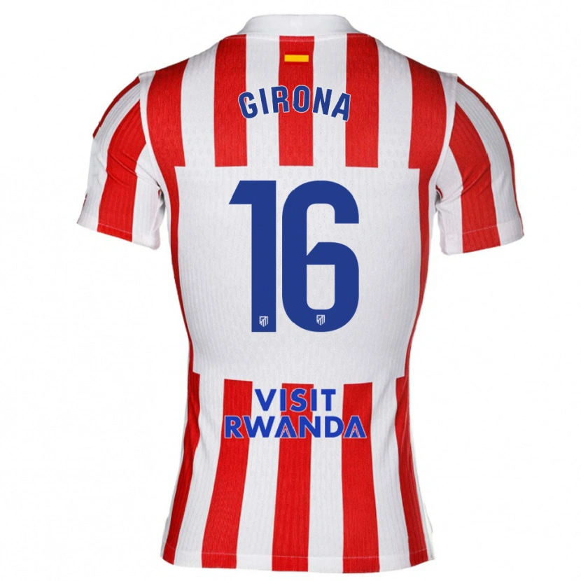 Danxen Niño Camiseta Raúl Girona #16 Rojo Blanco 1ª Equipación 2025/26 La Camisa México