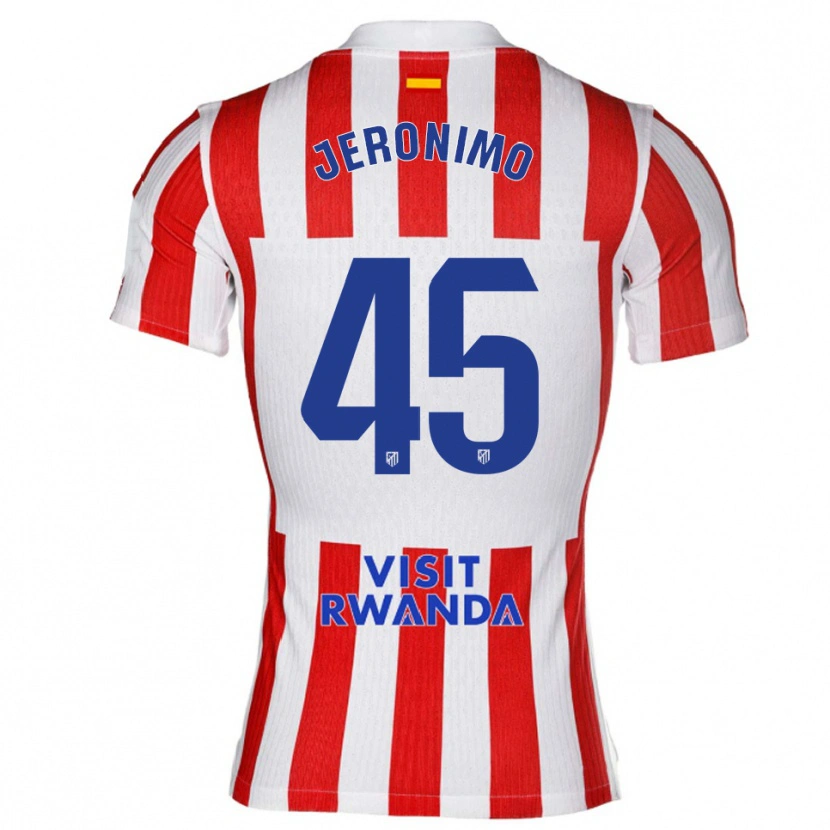 Danxen Niño Camiseta Isaiah Jeronimo #45 Rojo Blanco 1ª Equipación 2025/26 La Camisa México