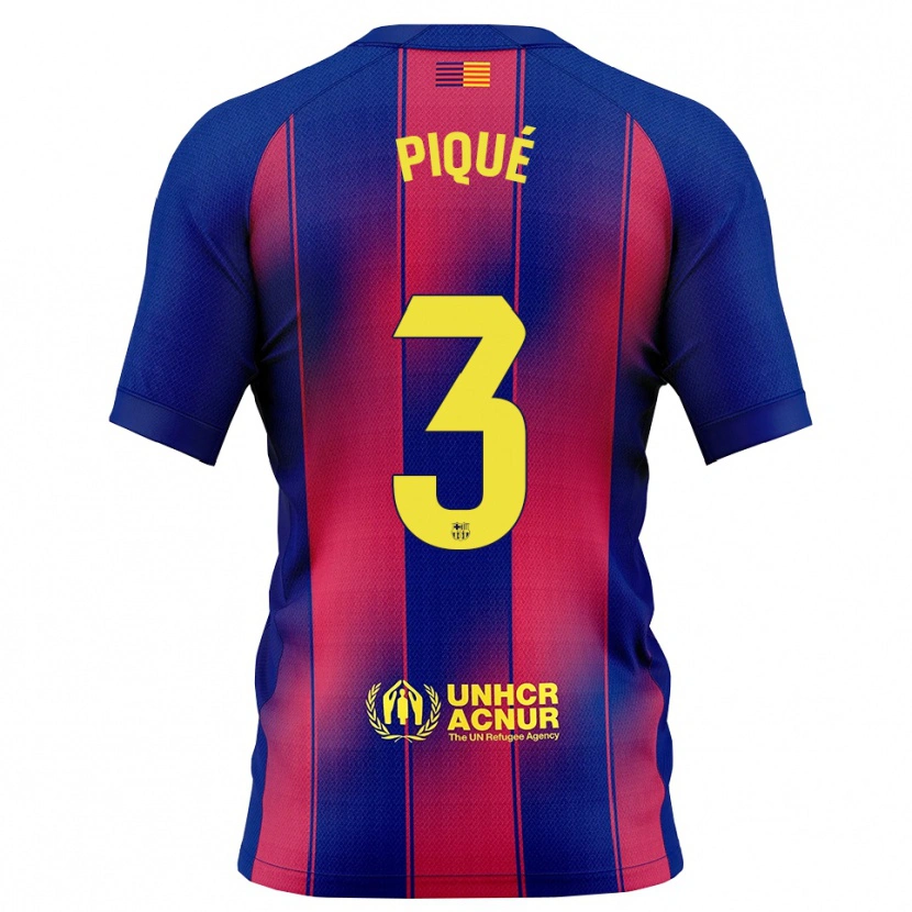 Danxen Niño Camiseta Gerard Pique #3 Azul Rojo 1ª Equipación 2025/26 La Camisa México