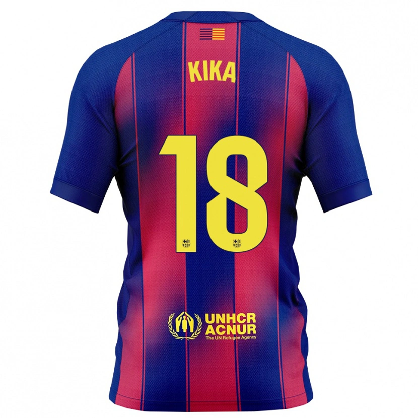 Danxen Niño Camiseta Kika Nazareth #18 Azul Rojo 1ª Equipación 2025/26 La Camisa México