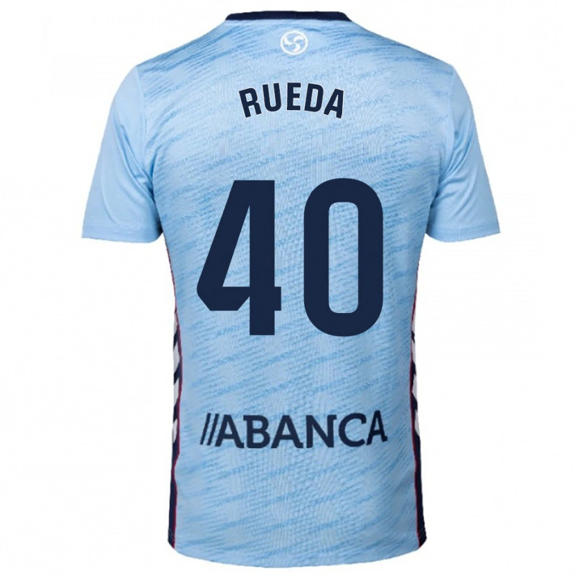 Danxen Niño Camiseta Javi Rueda #40 Celeste Rojo 1ª Equipación 2025/26 La Camisa México