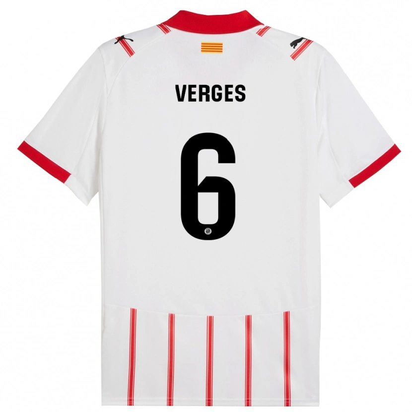 Danxen Niño Camiseta Mar Vergés #6 Blanco Rojo 1ª Equipación 2025/26 La Camisa México
