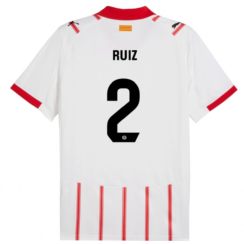 Danxen Niño Camiseta Ferran Ruiz #2 Blanco Rojo 1ª Equipación 2025/26 La Camisa México