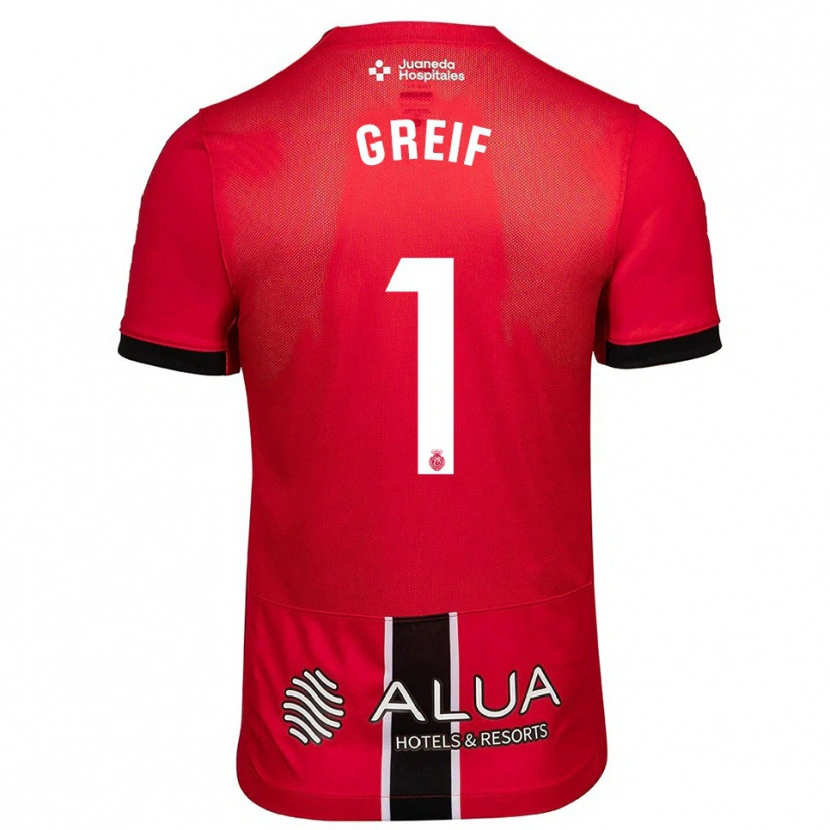 Danxen Niño Camiseta Dominik Greif #1 Rojo Negro 1ª Equipación 2025/26 La Camisa México