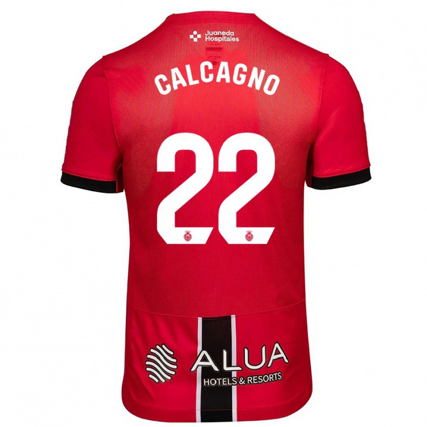 Danxen Niño Camiseta Bruno Calcagno #22 Rojo Negro 1ª Equipación 2025/26 La Camisa México