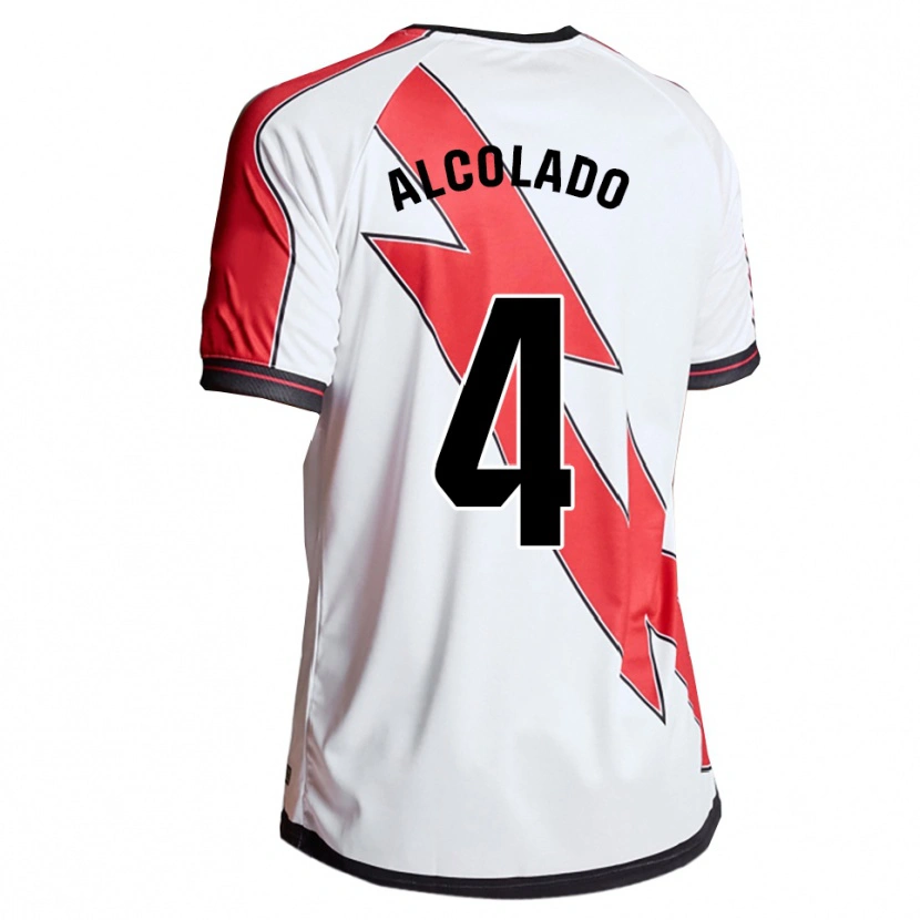 Danxen Niño Camiseta Jaime Alcolado #4 Blanco Rojo 1ª Equipación 2025/26 La Camisa México