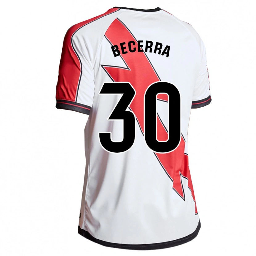 Danxen Niño Camiseta Samu Becerra #30 Blanco Rojo 1ª Equipación 2025/26 La Camisa México