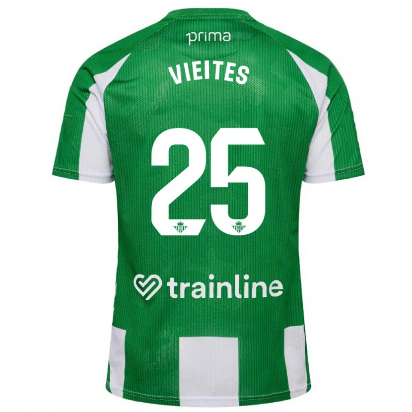 Danxen Niño Camiseta Fran Vieites #25 Verde Blanco 1ª Equipación 2025/26 La Camisa México