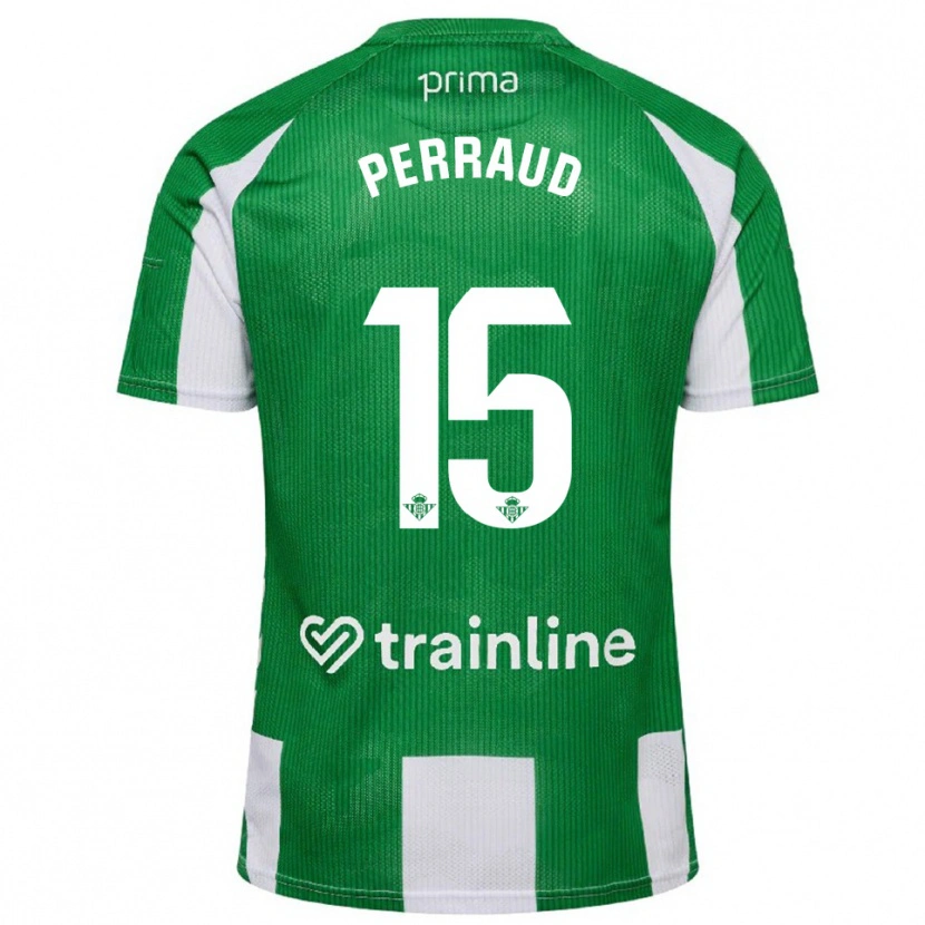 Danxen Niño Camiseta Romain Perraud #15 Verde Blanco 1ª Equipación 2025/26 La Camisa México