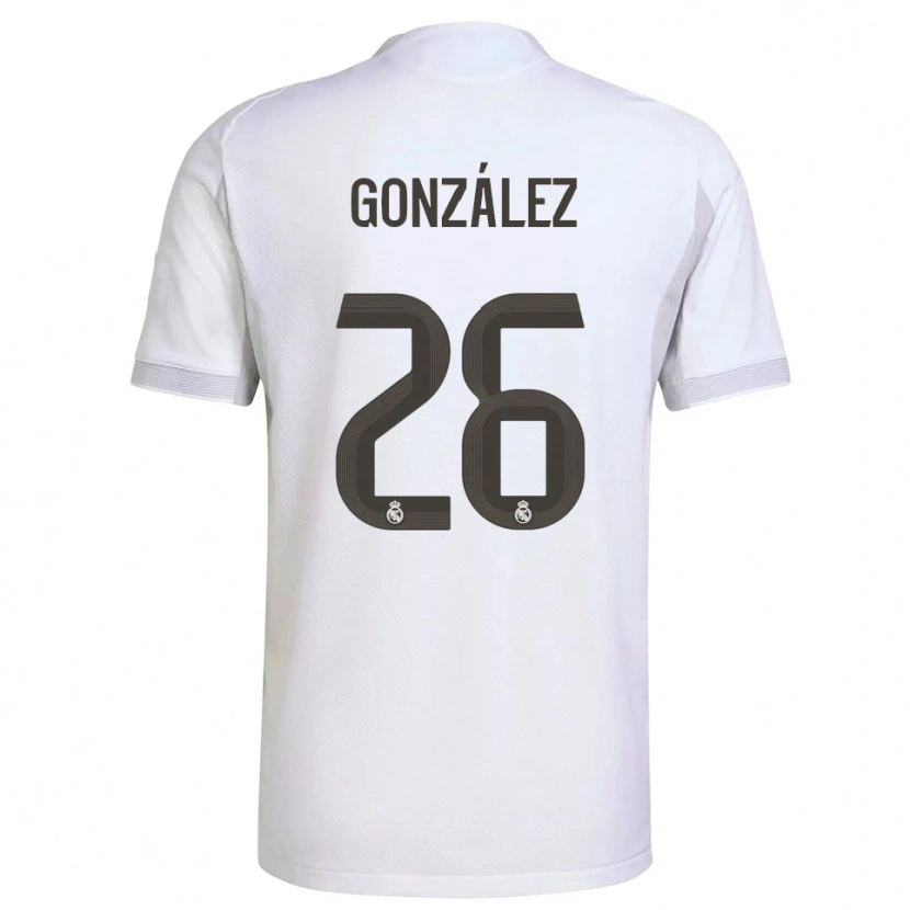 Danxen Niño Camiseta Fran González #26 Blanco Amarillo 1ª Equipación 2025/26 La Camisa México