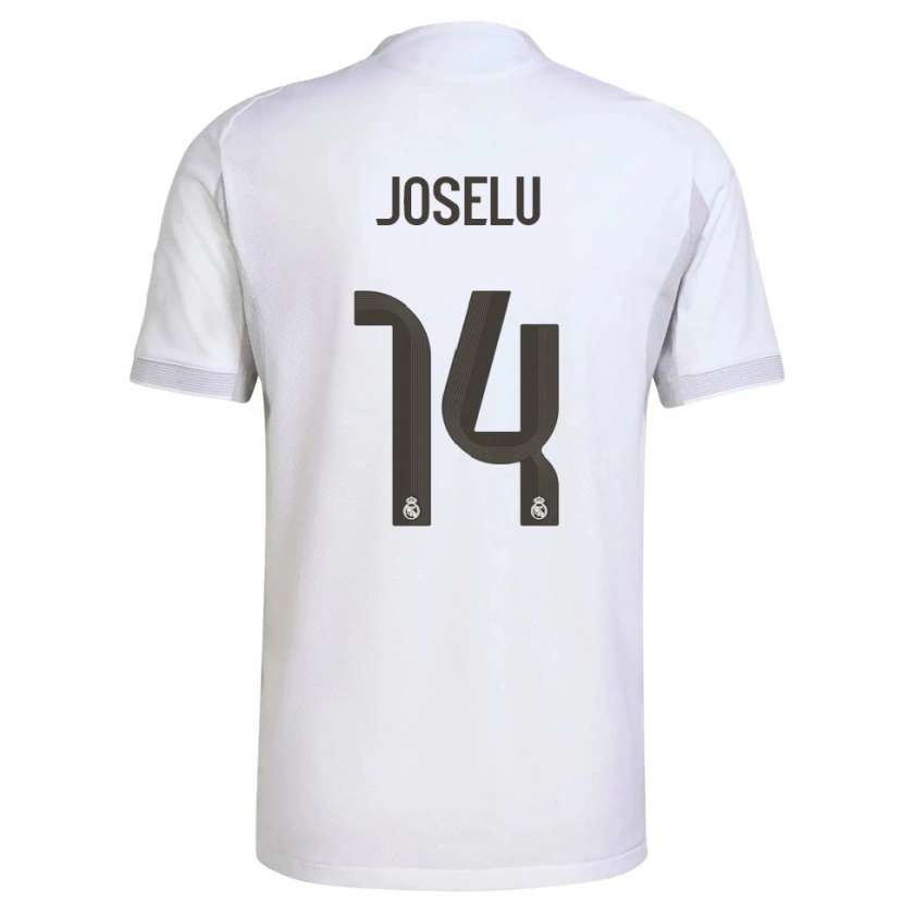 Danxen Niño Camiseta Joselu #14 Blanco Amarillo 1ª Equipación 2025/26 La Camisa México