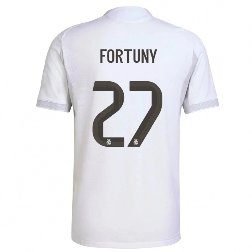 Danxen Niño Camiseta Pol Fortuny #27 Blanco Amarillo 1ª Equipación 2025/26 La Camisa México