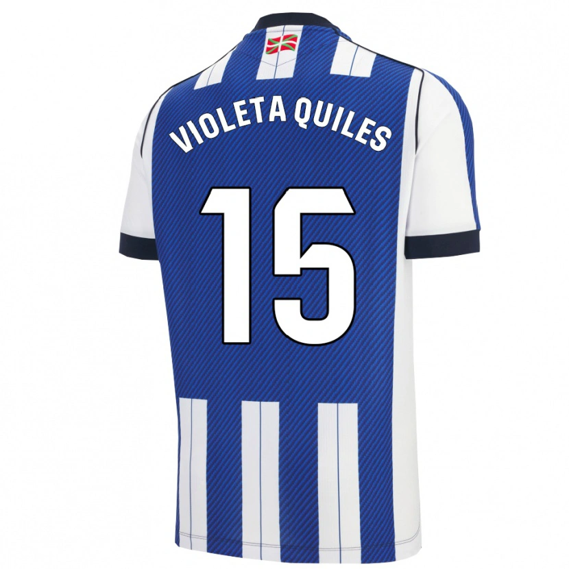 Danxen Niño Camiseta Violeta Quiles #15 Azul Blanco 1ª Equipación 2025/26 La Camisa México