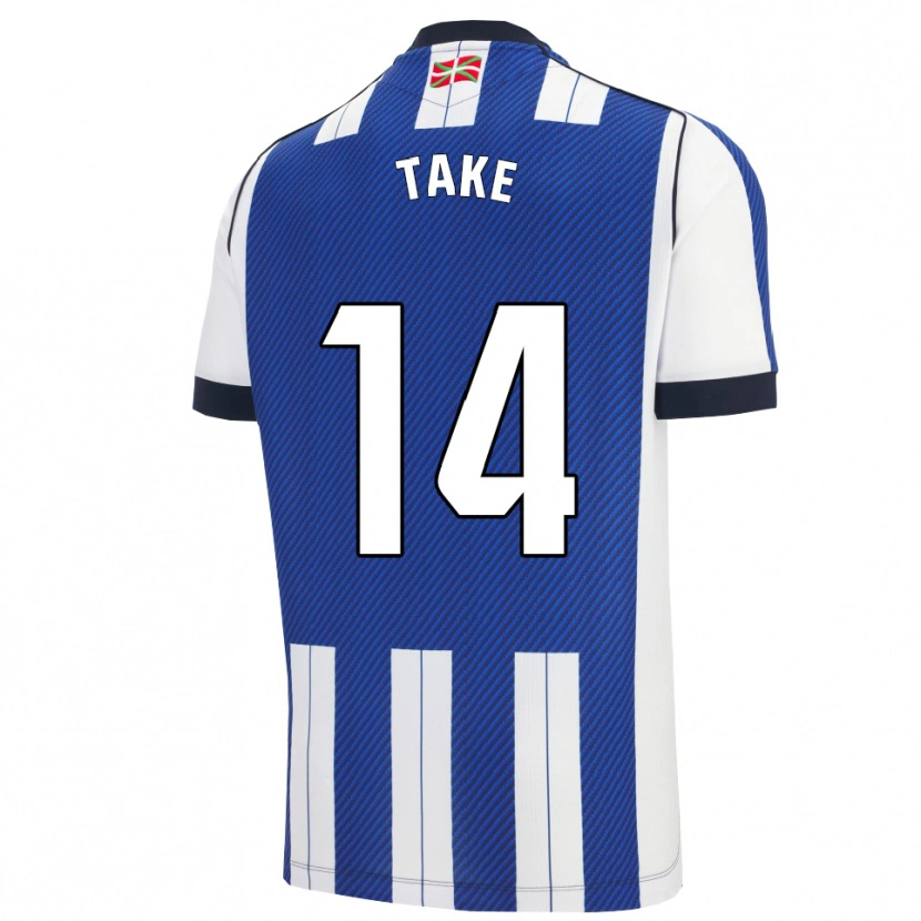 Danxen Niño Camiseta Takefusa Kubo #14 Azul Blanco 1ª Equipación 2025/26 La Camisa México