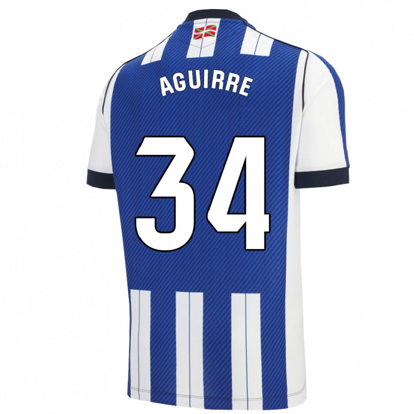 Danxen Niño Camiseta Ibai Aguirre #34 Azul Blanco 1ª Equipación 2025/26 La Camisa México