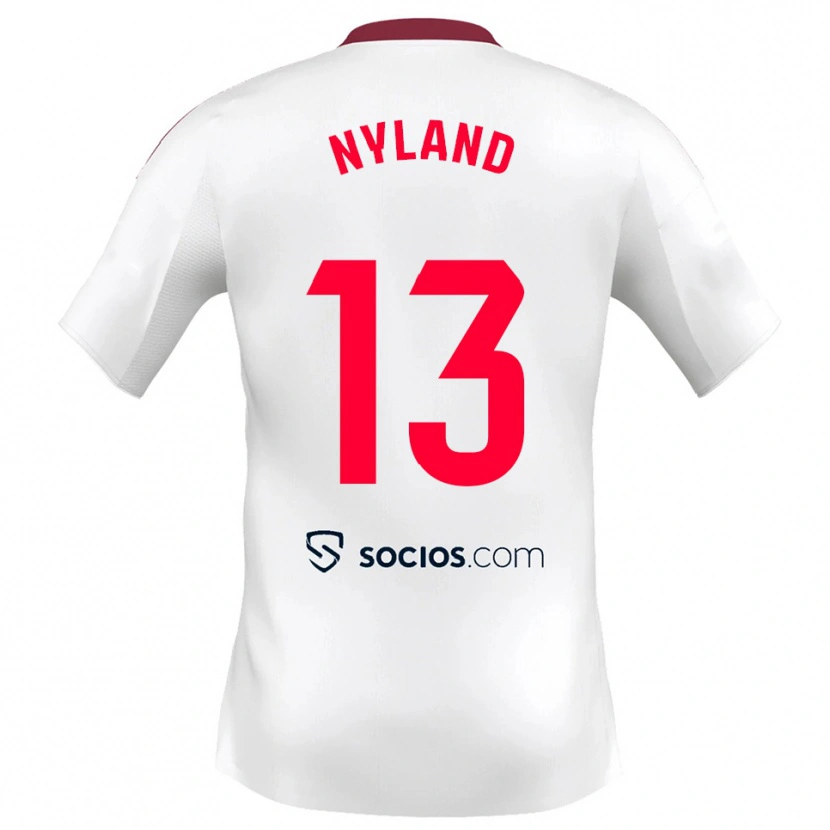 Danxen Niño Camiseta Ørjan Nyland #13 Blanco Rojo 1ª Equipación 2025/26 La Camisa México