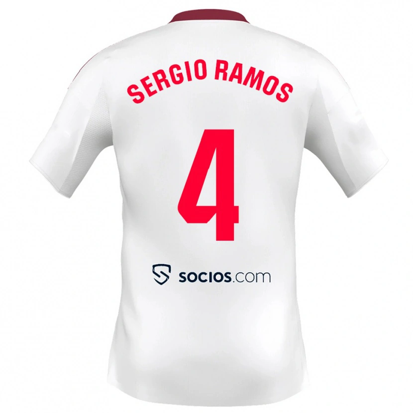Danxen Niño Camiseta Sergio Ramos #4 Blanco Rojo 1ª Equipación 2025/26 La Camisa México
