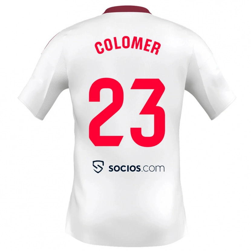 Danxen Niño Camiseta Carlos Colomer #23 Blanco Rojo 1ª Equipación 2025/26 La Camisa México