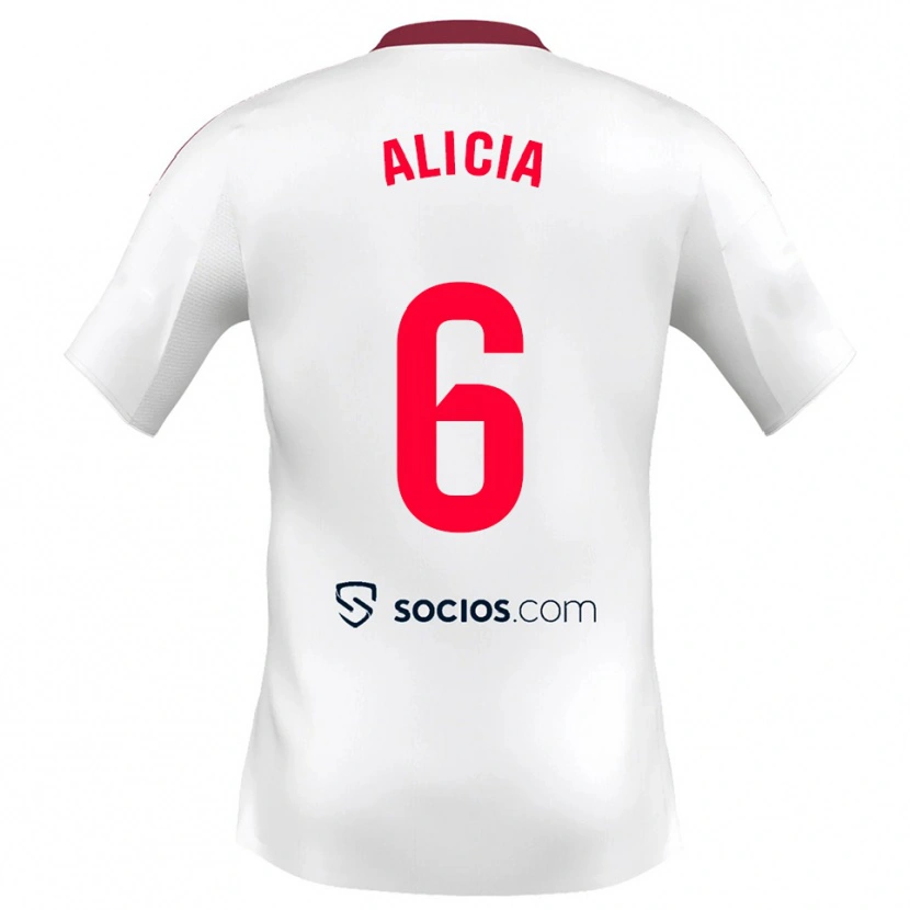 Danxen Niño Camiseta Alicia Redondo González #6 Blanco Rojo 1ª Equipación 2025/26 La Camisa México