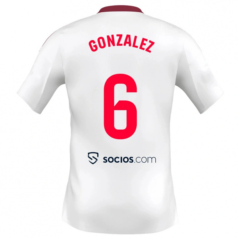 Danxen Niño Camiseta Pamela González #6 Blanco Rojo 1ª Equipación 2025/26 La Camisa México