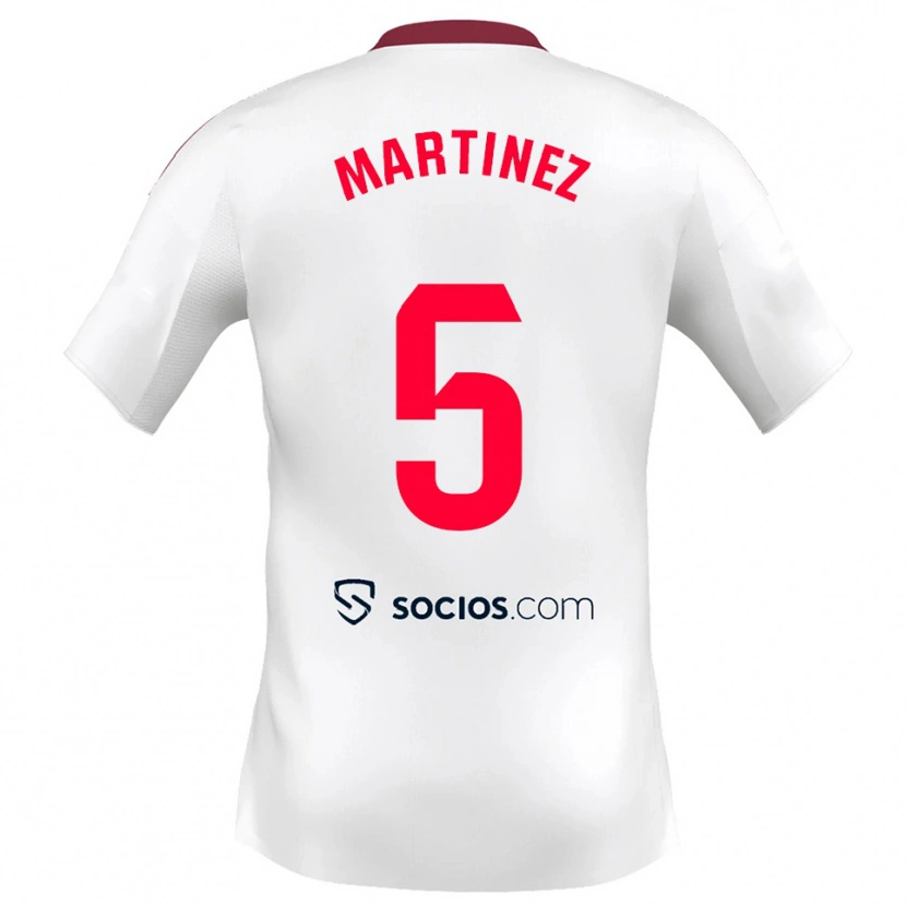 Danxen Niño Camiseta Sergio Martínez #5 Blanco Rojo 1ª Equipación 2025/26 La Camisa México