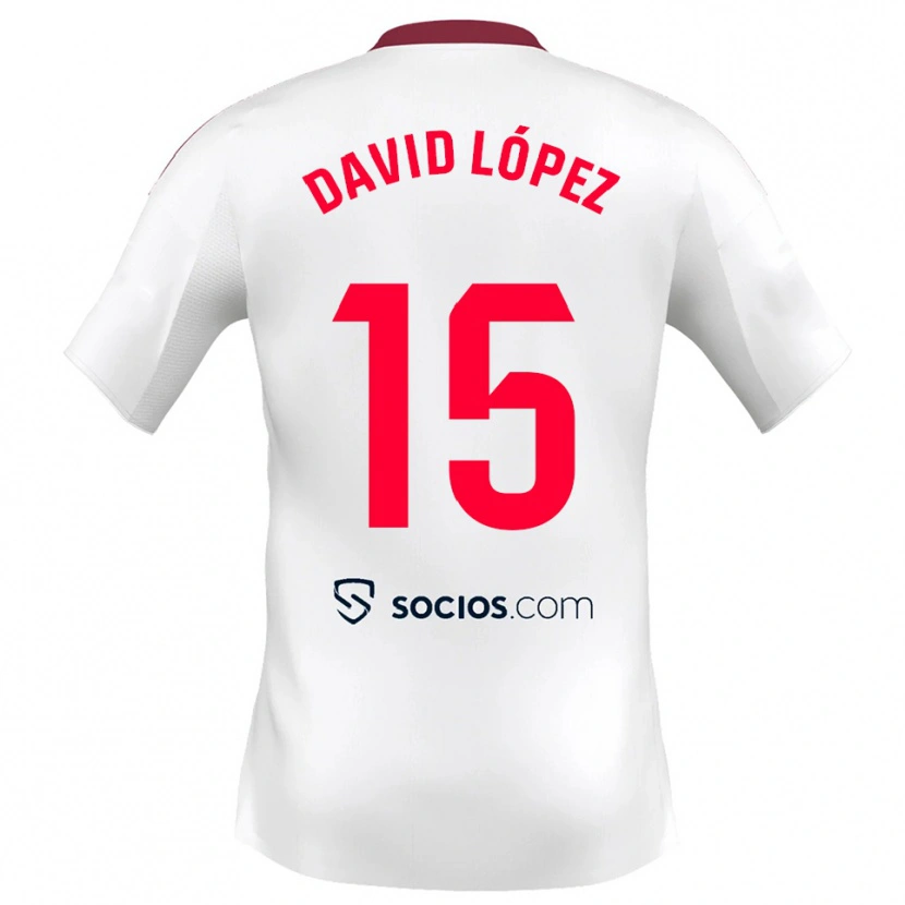 Danxen Niño Camiseta David López #15 Blanco Rojo 1ª Equipación 2025/26 La Camisa México